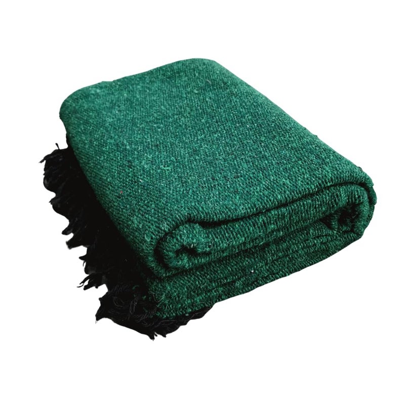 Open Road Goods Handmade Solid Color Yoga Blanket - Thick Mexican Blanket or Throw - Made for Yoga! (Green Blanket) - Image 5